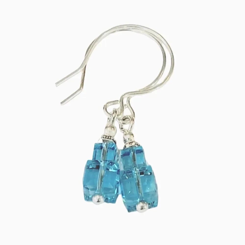 Hand Crafted Aquamarine Crystal Dangle Earrings - Picture 3 of 3